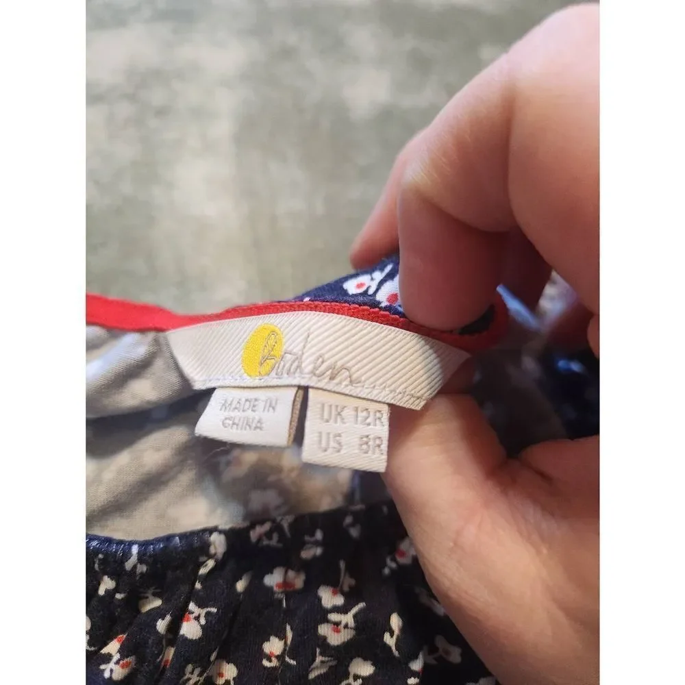Boden Evangeline Jersey Dress Navy Ditsy Petals sz 8R